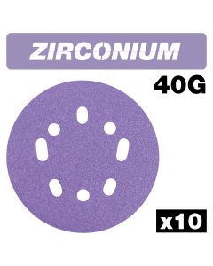 U*AB/125/40Z - Zirconium Random Orbital Sanding Disc 10pc 125mm 40 grit