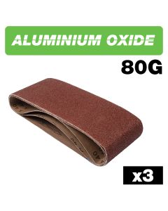 U*AB/B100/80A - Aluminium Oxide Sanding Belt 80 Grit 100mm x 610mm 3pc