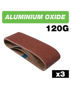 U*AB/B75/120A - Aluminium Oxide Sanding Belt 120 Grit 75mm x 457mm 3pc