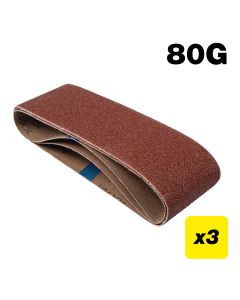 U*AB/B75/80A - Aluminium Oxide Sanding Belt 80 Grit 75mm x 457mm 3pc