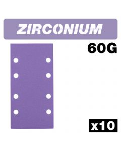 U*AB/THD/60Z - Zirconium 1/3 Sheet Sanding Sheet 10 pc 93mm x 185mm 60 grit